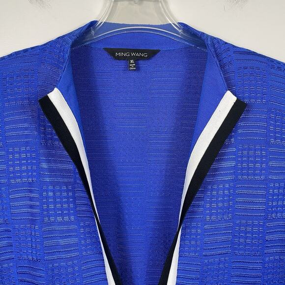 Ming Wang Jacket & Tank Top Twin Set Size XL Cobalt Blue Textured Career Office - Picture 10 of 13